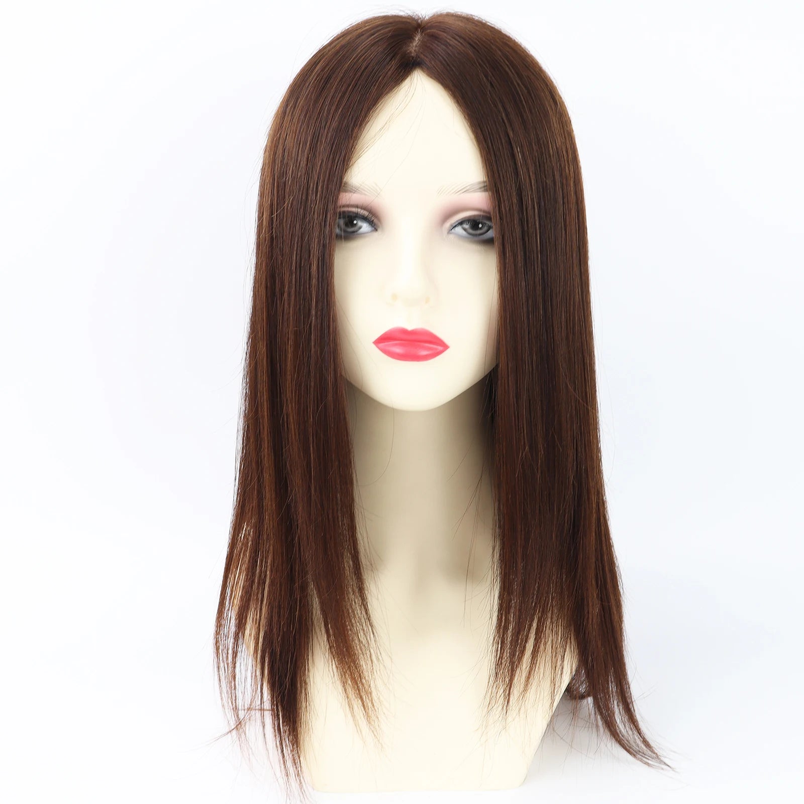 Layer Human Hair Wig for Women 6x6" Silk Base Wig with PU Around Medium Brown Hair Wig with Elastic Net Soft Breathable