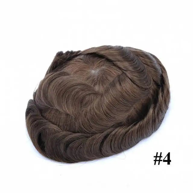 Men Toupee Fine Mono Npu Men's Wig Durable Capillary Prosthesis 6inch Handmade Male Wigs Indian Human Hair Replacement System