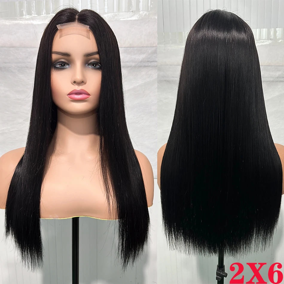 300% Density Super Double Drawn Bone Straight Virgin Human Hair Wigs 4x4 2x6 5x5 Wear And Go Wigs Silky Human Hair Pre Plucked