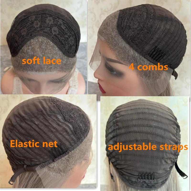 Natural Wave Lace Front Wig Golden Blonde Highlights Synthetic mixed Human Hair Wig Cheap Wigs on clearance Glueless WEar and Go