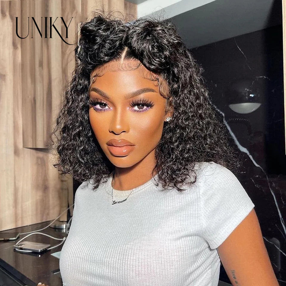 Kinky Curly Human Hair Bob Wig Water Lace Front original Human Hair Wigs For Women PrePlucked Brazilian 13x4 Lace Frontal Wig