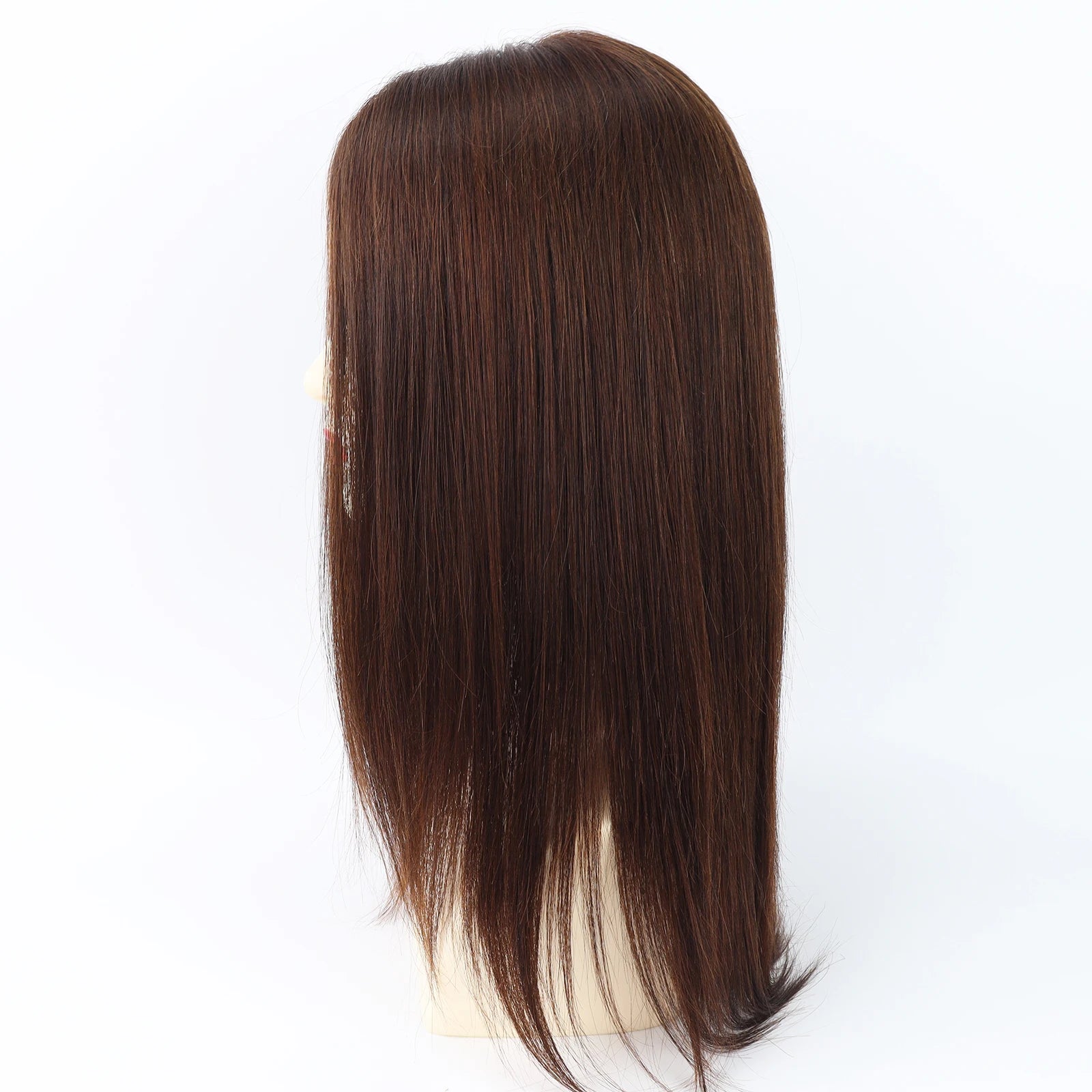 Layer Human Hair Wig for Women 6x6" Silk Base Wig with PU Around Medium Brown Hair Wig with Elastic Net Soft Breathable