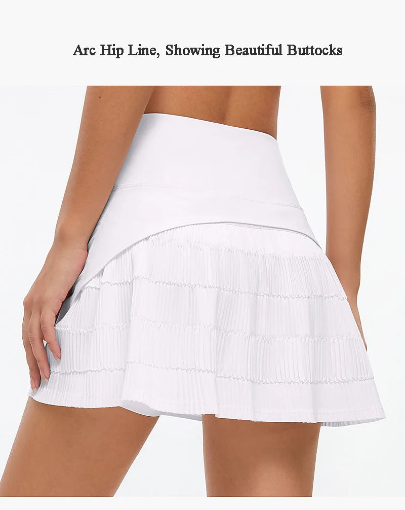 Women Sports Tennis Skirts Fitness Running Shorts High Waist Athletic Skirt With Pockets Pleated Sport Skort Golf Sportswear