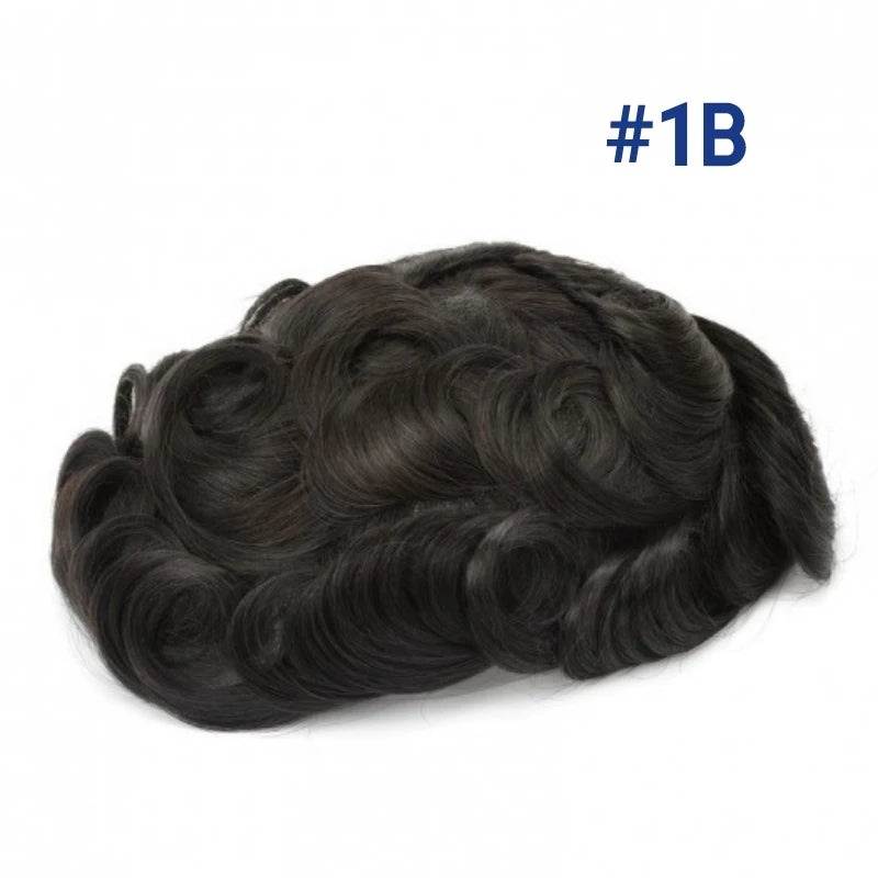 Men Wig Natural Human Hair Toupee Mono Male Wig  Durable Male Hair Prosthesis Toupee Men 6" Hair Replacement System For Men