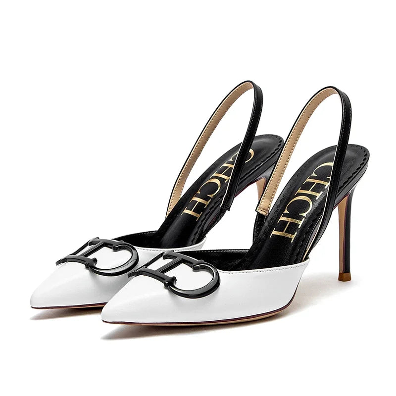 CHCH Luxury Brand High Heels Fashion Women Sandals Elegant Pointed Ladies Slingback Party Wedding Bridal Dress Shoes Woman
