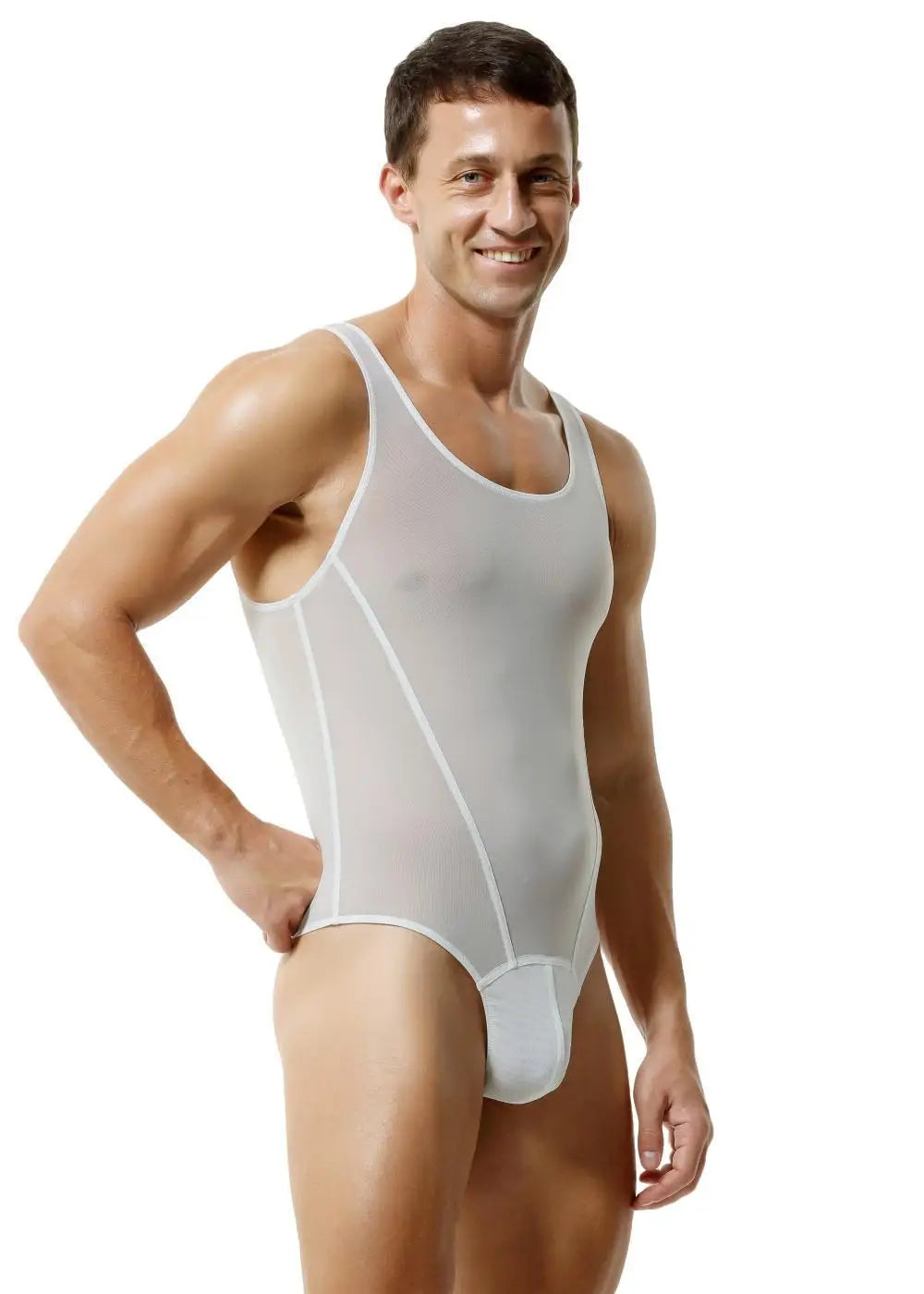 TAUWELL Mens Shapewear Singlets Sexy Underwear Fitness Sport Mesh Breathable Undershirts Men Bodysuit Thongs