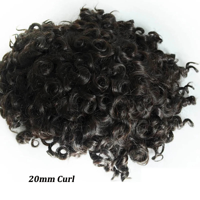 Water Curly Human Hair Wig for Men Thin Skin Male Toupee Human Hair Full PU 0.14cm Man's Wigs Capillary With Knots Natural Color