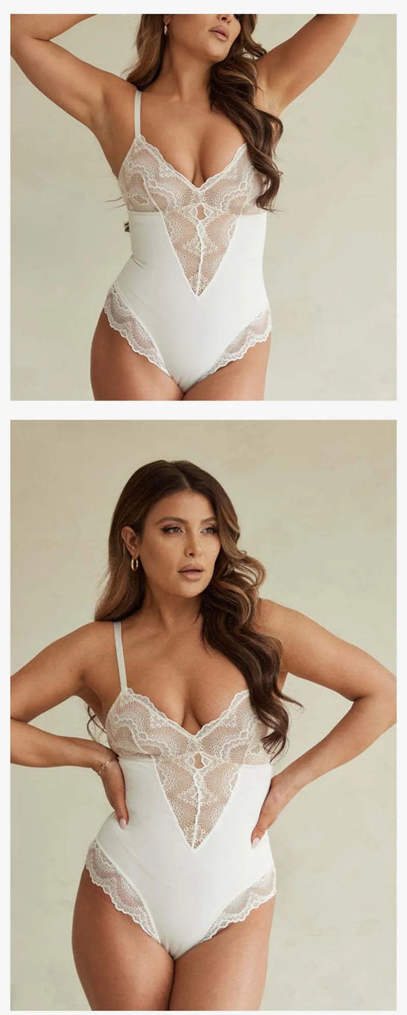 Women's Shapewear Body Shaper Sexy Lace V Neck Bodysuits OpenBody Suit Sexy Jumpsuit Underwear Lingerie