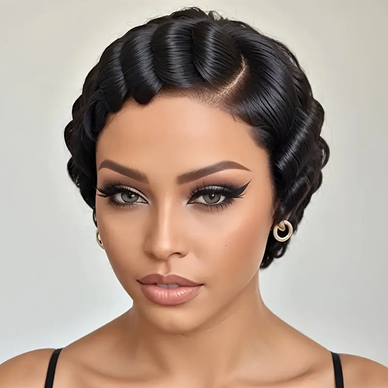 13*4 frontal lace transparent human hair wigs for women short curly human hair wigs daily use natural look