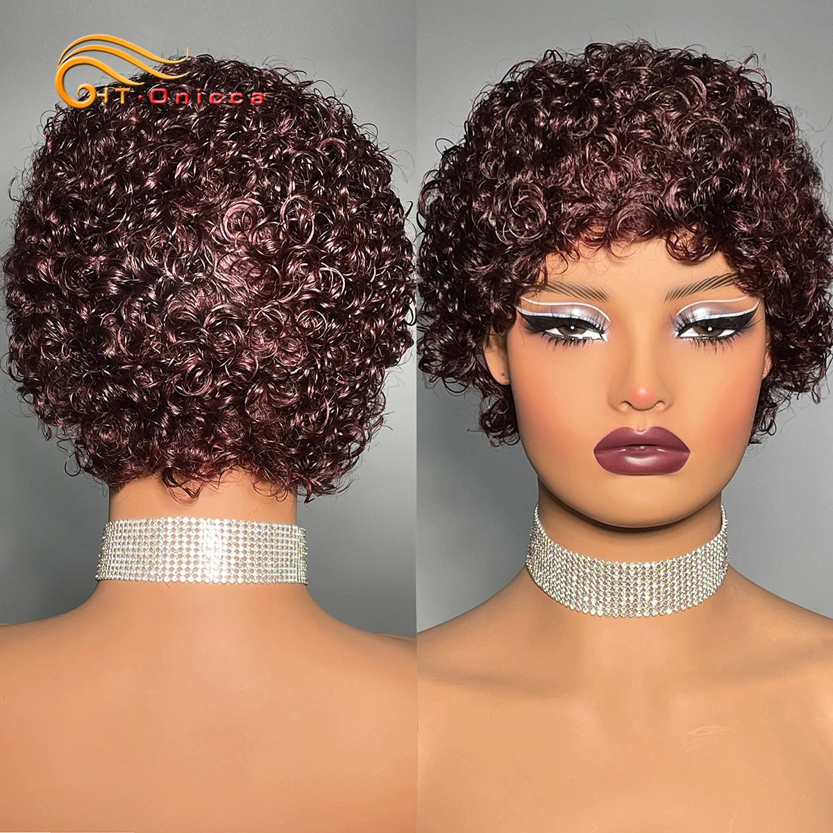 99J Short Curly Human Hair Wigs For Women Full Machine Made Kinky Curly Wigs Human Hair Choice Cheap Wigs On Clearance Sale