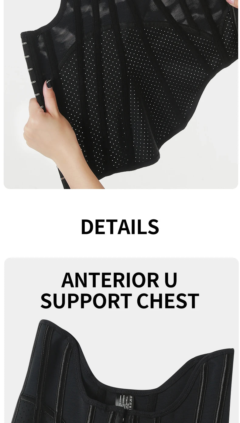 MiiOW U-shaped Waist Trainer Corset Women Shapers Lifted Waist Trainer Steel Bone Slimming Summer Breathable Women's Shapewear