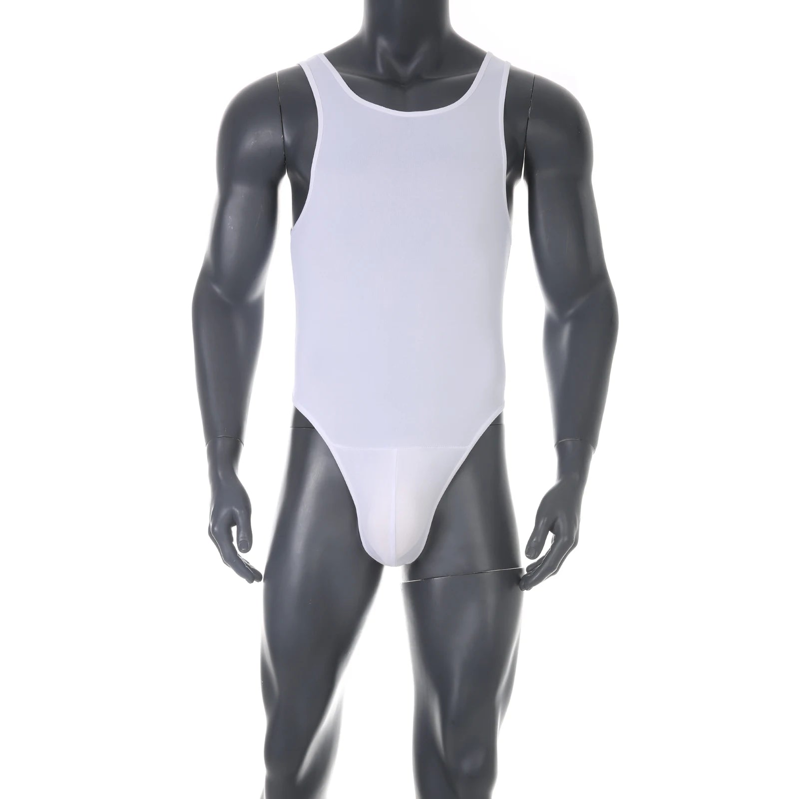 Men Shapewear Bodysuit Tummy Control Sexy Leotard Jock Strap Slimming Sleeveless Open Buttocks One-Piece Undershirt Shaper
