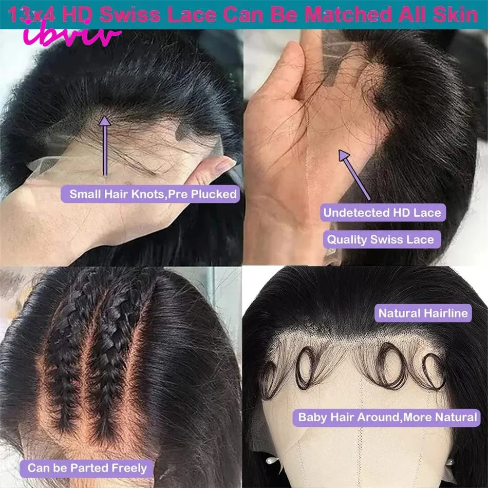 Super Double Drawn Glueless Wig 100% Human Hair Ready To Go 12inch Loose Deep 250% High Density 13x4 Transparent Lace Front Wigs
