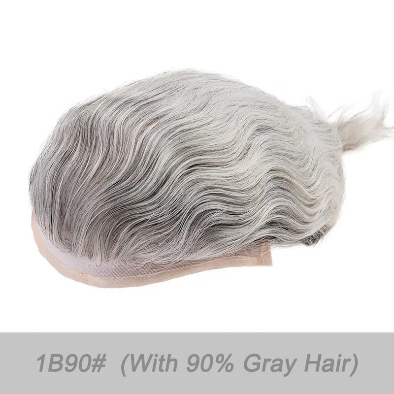 Men Wig Gray Hair Natural Haline Lace Front with Mono Top 6" Men's Capillary Prothesis Durable Toupee Men Wigs For Man