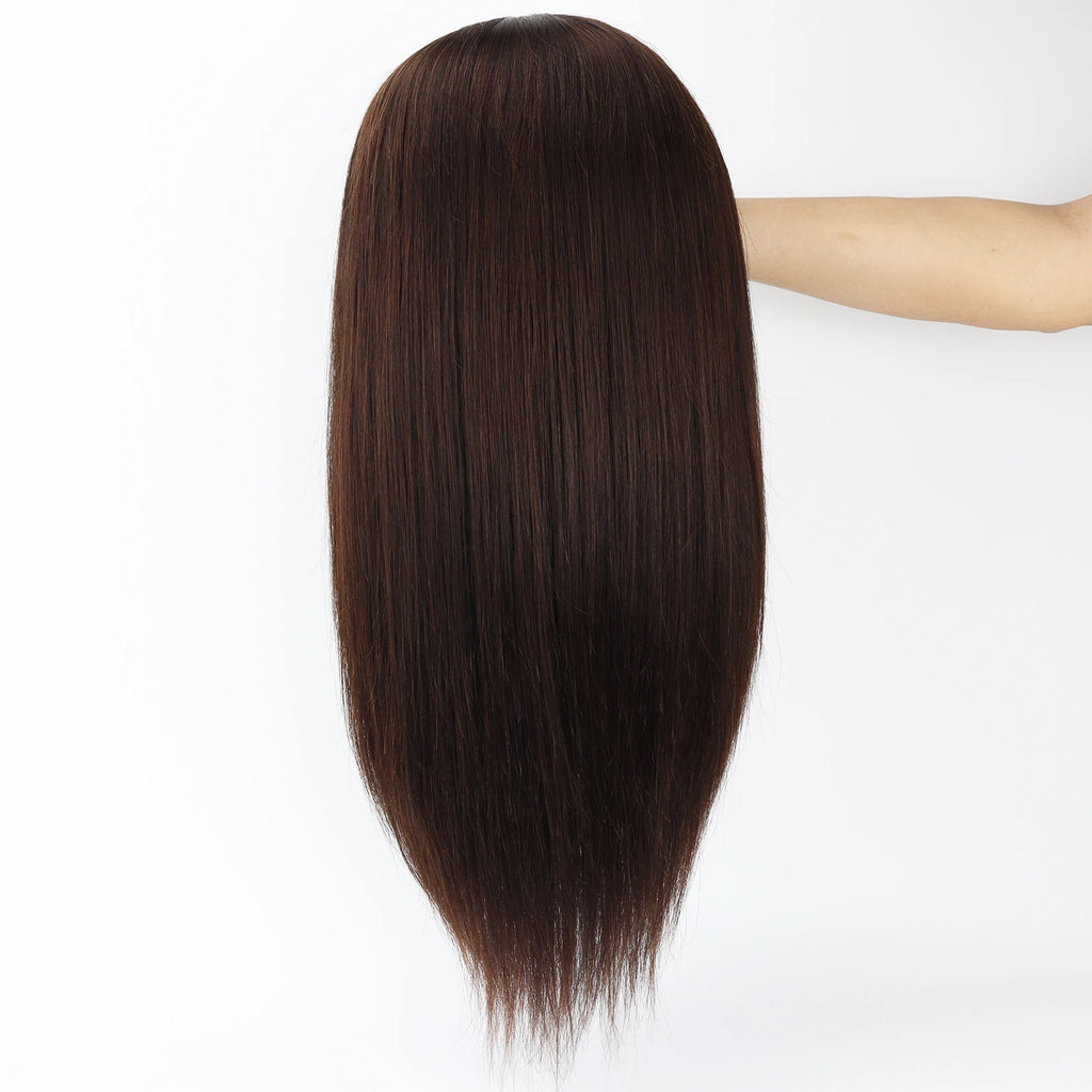 Layer Human Hair Wig for Women 6x6" Silk Base Wig with PU Around Medium Brown Hair Wig with Elastic Net Soft Breathable
