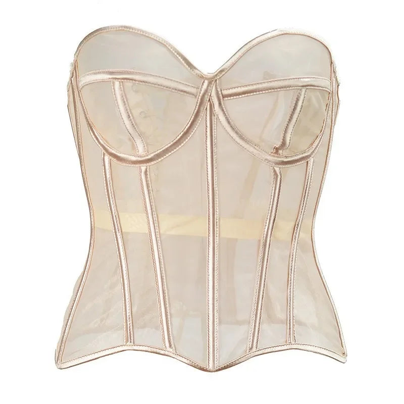 Sexy Thin Body Shaper Underwear Corset Waist Trainer Lingerie Lace Corsets Perspective Mesh Shapewear Women Fashion Clothes Faja