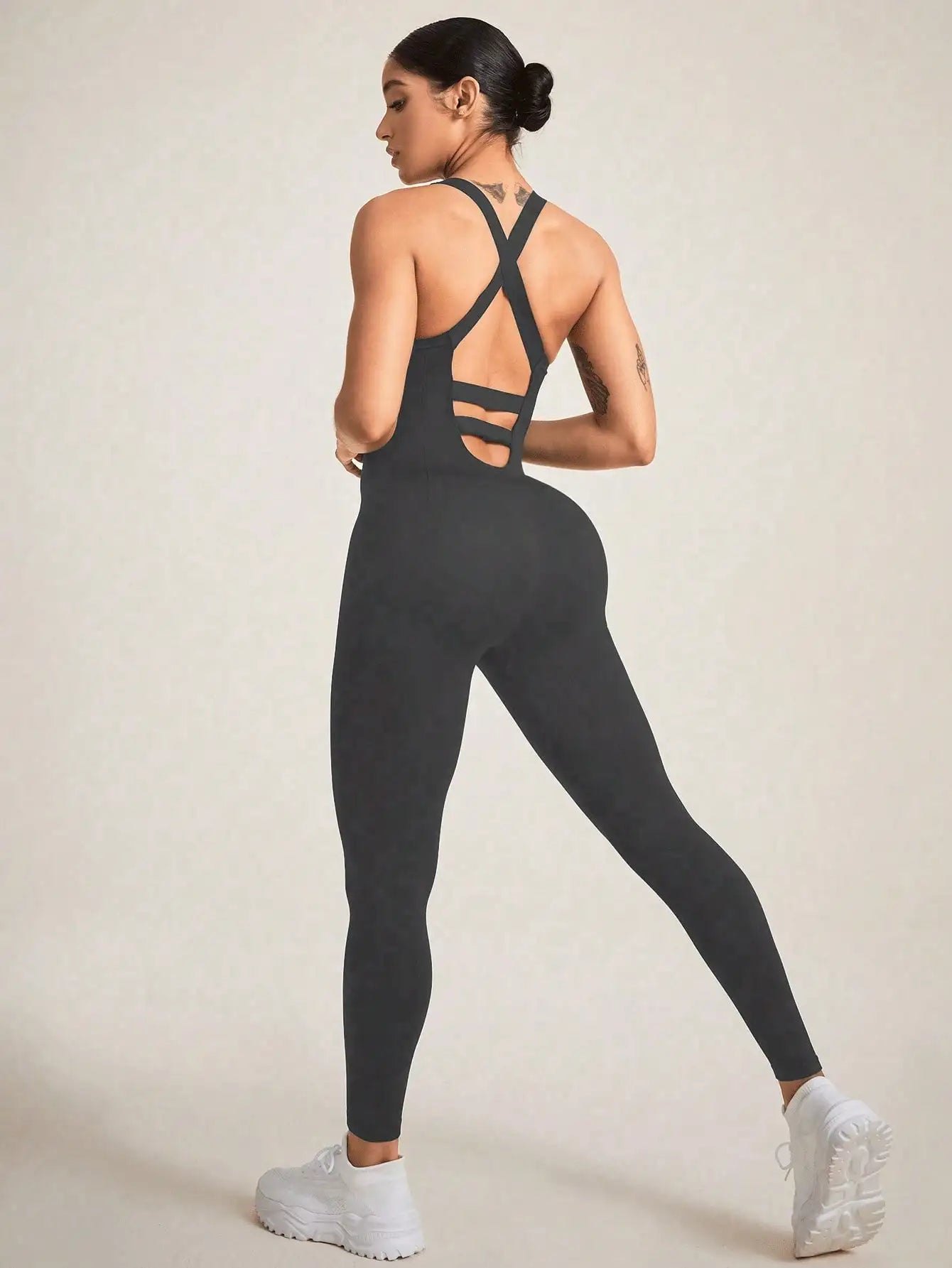 Women's Seamless Shapewear Bodysuit With Tummy Control, CrissCross Straps Backless Body Shaper, Women's Underwear & Shapewear