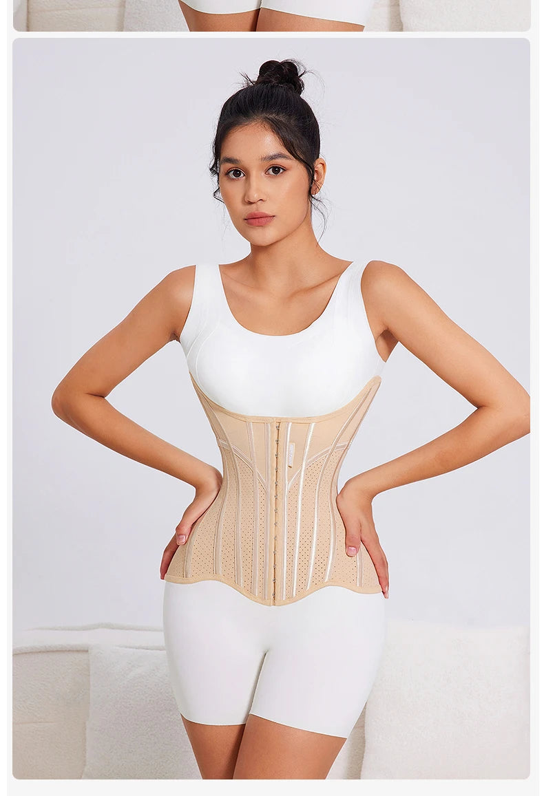 MiiOW U-shaped Waist Trainer Corset Women Shapers Lifted Waist Trainer Steel Bone Slimming Summer Breathable Women's Shapewear