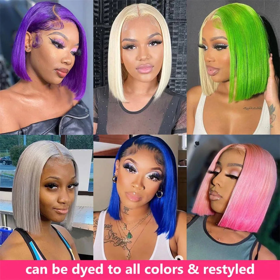613 Blonde Bob Wig Human Hair 200% Density Straight Bob Wig Human Hair 13x4 HD Lace Frontal Wigs 100% Real Brazilian Human Hair