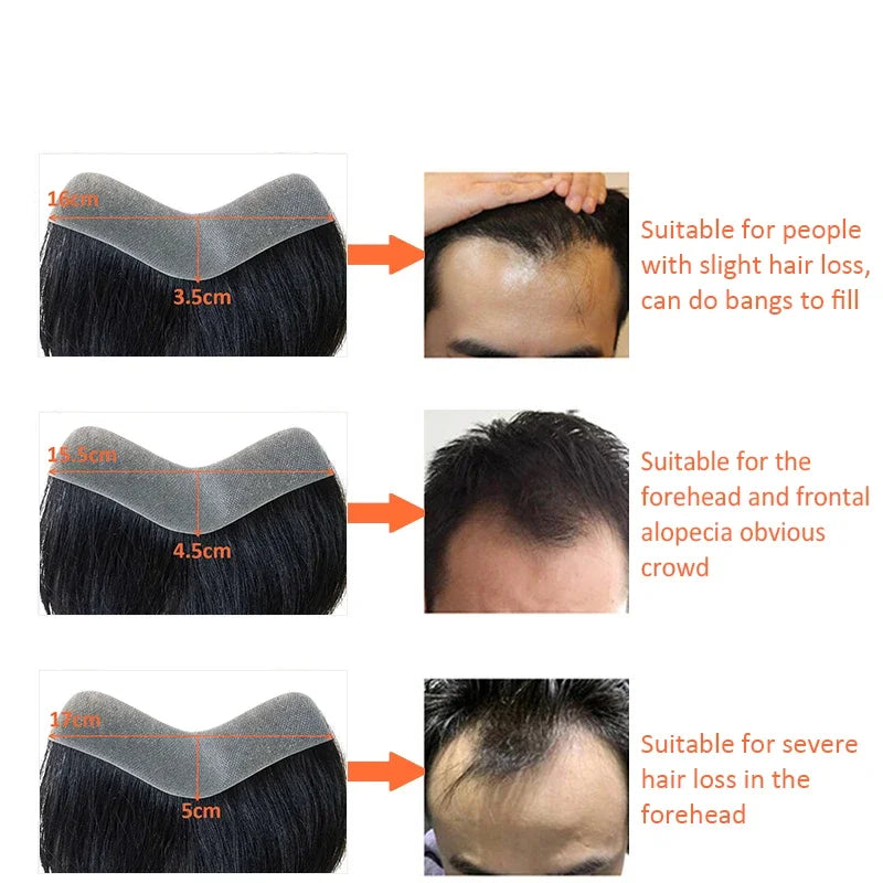 V Frontal Toupee for Men Wigs 2.5x16 Thin Skin PU V Loop Men Toupee Breathable V Style Front Wigs Blonde Color Forehead Hairline