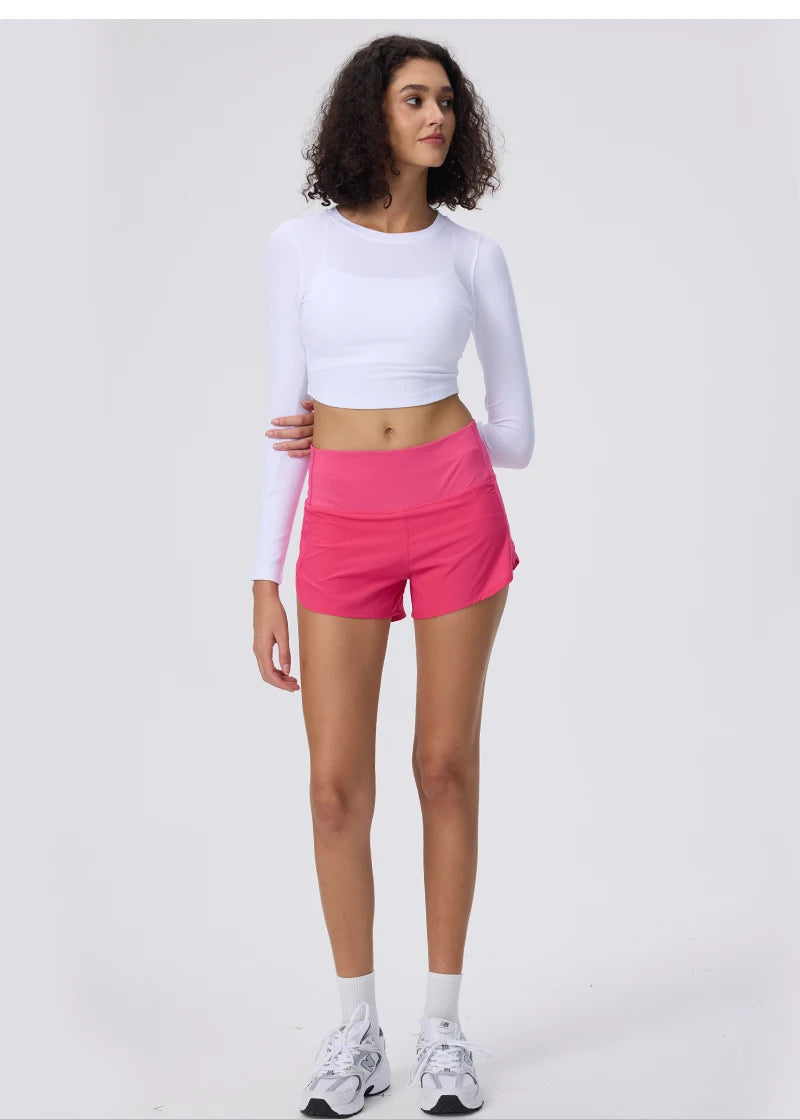 Summer Sports Yoga Wear Light-speed Dry Running Shorts Casual High-waisted Anti-walking Gym Sneakers Cycling Training Clothing