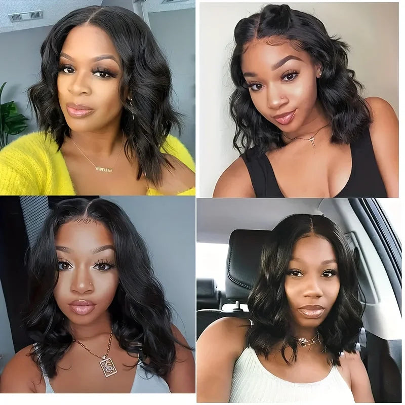 U Part Wig Body Wave Bob 250% Human Hair Wigs 8-16" For Women Brazilian Virgin Hair Natural Color Full Machine Made U Part Wigs