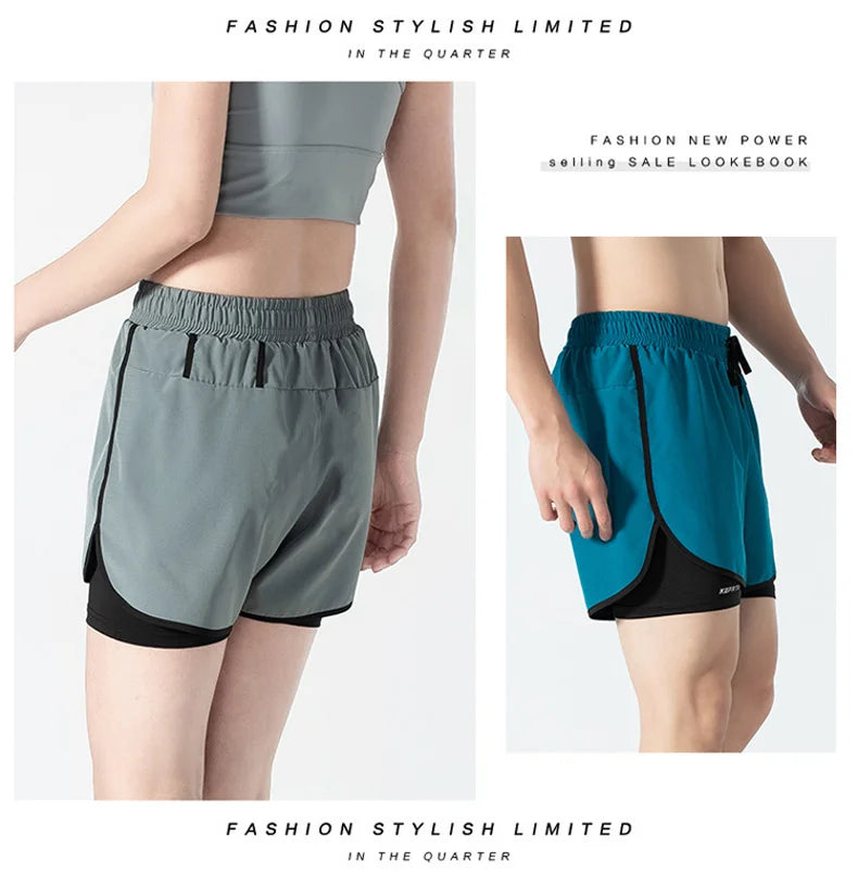 Women Sports 2 In 1 Yoga Shorts Quick Dry Running Tennis Badminton Anti Exposure Skirt Gym Sportswear Running Compression Shorts