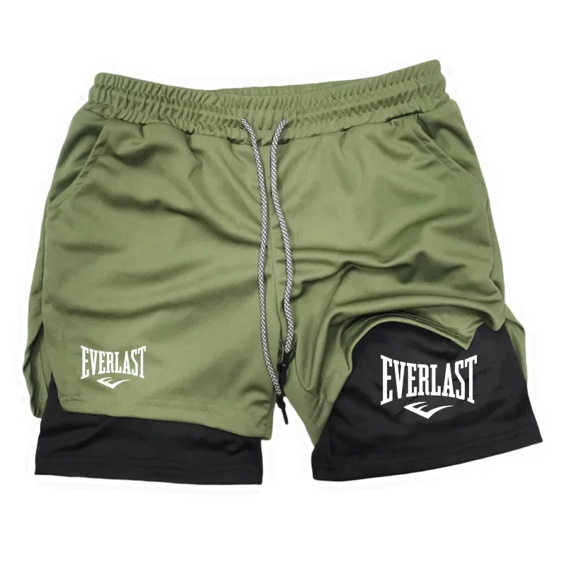 Men Sport Shorts Sportswear Double-deck Running Shorts 2 In 1 Beach Bottoms Summer Gym Fitness Training Jogging Short Pants Men