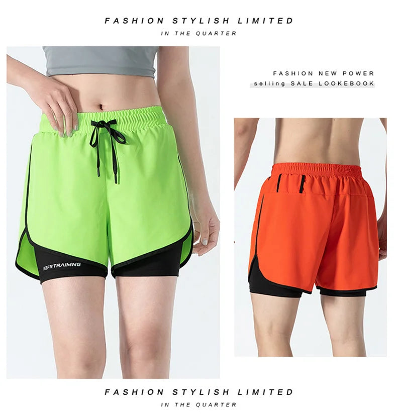 Women Sports 2 In 1 Yoga Shorts Quick Dry Running Tennis Badminton Anti Exposure Skirt Gym Sportswear Running Compression Shorts