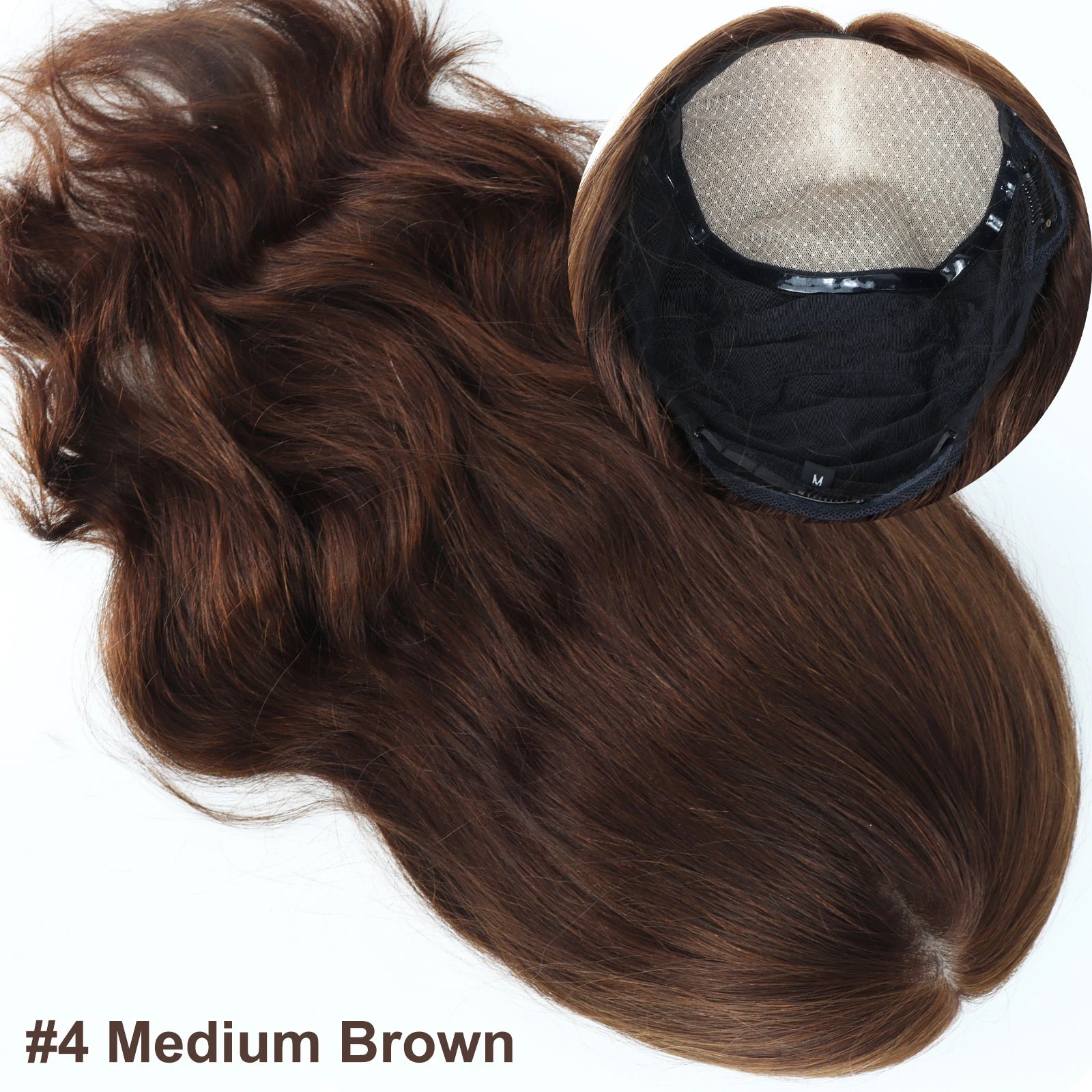 Natural Wave Human Hair Wig Medium Brown Real Virgin European Human Hair Wig for Women 6x6" Silk Base with PU Front