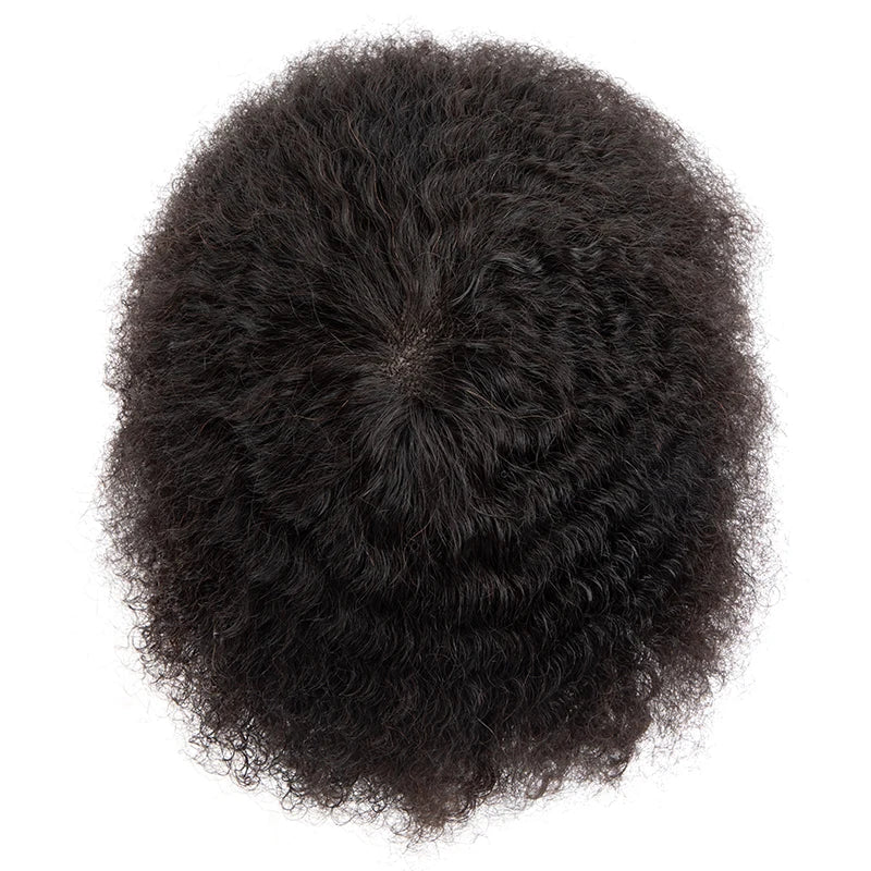 Water Curly Human Hair Wig for Men Thin Skin Male Toupee Human Hair Full PU 0.14cm Man's Wigs Capillary With Knots Natural Color