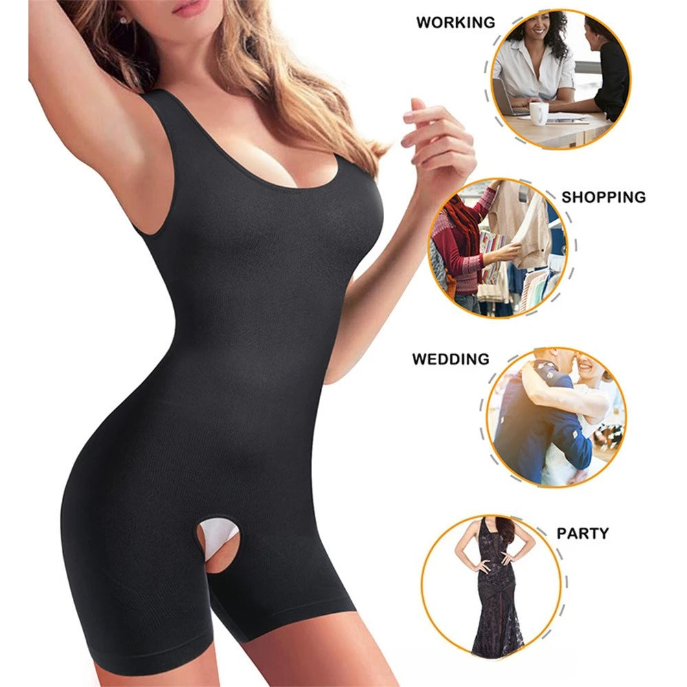 Shapewear One-Piece Body Sculpting Underwear Large Size Hip Lifting Tummy Control Open Bottom Briefs Comfortable Underwear