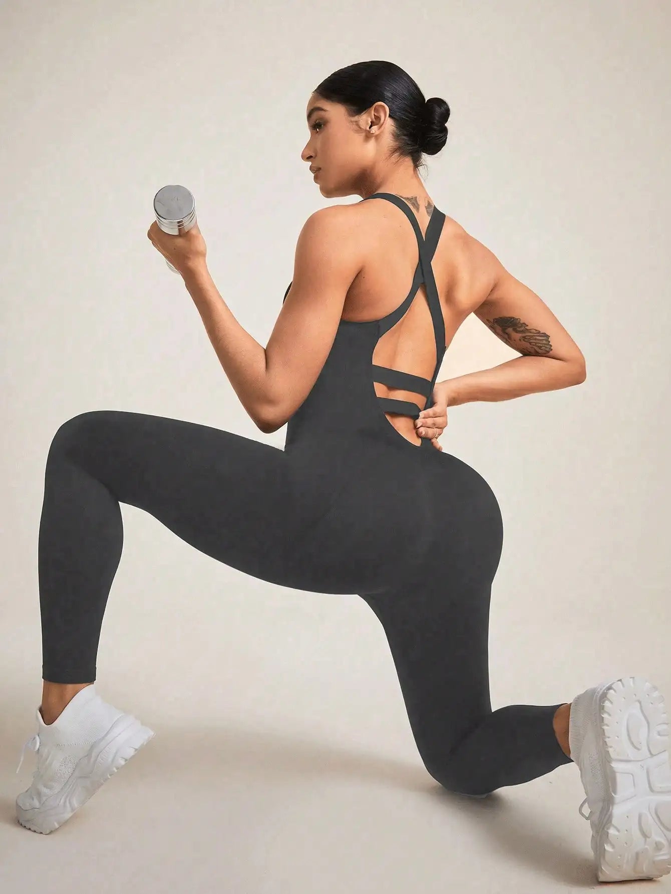 Women's Seamless Shapewear Bodysuit With Tummy Control, CrissCross Straps Backless Body Shaper, Women's Underwear & Shapewear