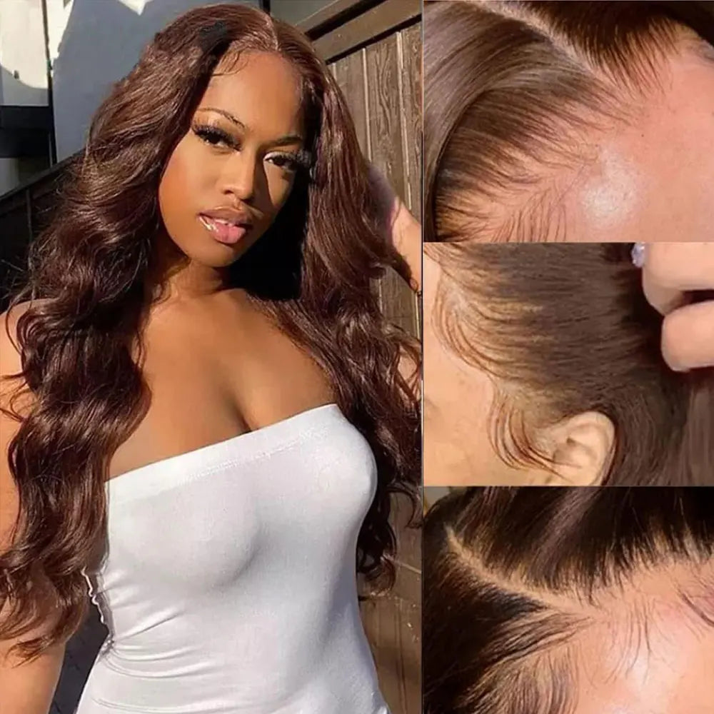 Wear Go Glueless Wig Preplucked Chocolate Brown #4 Dark Brown Straight Human Hair Wigs Ready To Go HD Lace Front Human Hair Wigs