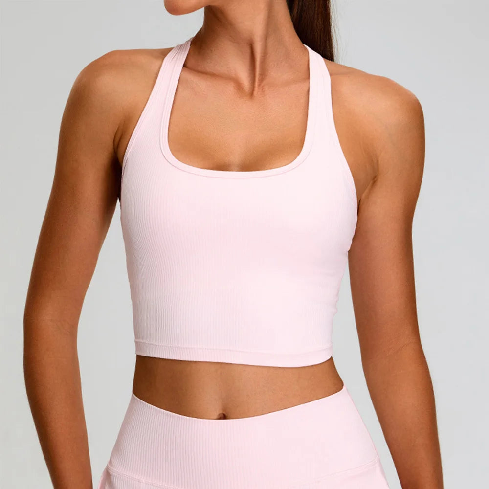 Sports Bra Top Push Up Fitness Underwear Women Yoga Bra Ribbed Sport Tops Women Breathable Running Vest High Strength Gym Wear