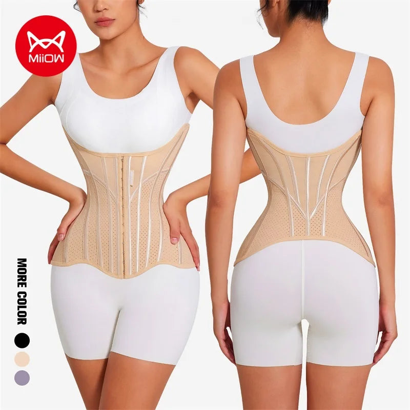 MiiOW U-shaped Waist Trainer Corset Women Shapers Lifted Waist Trainer Steel Bone Slimming Summer Breathable Women's Shapewear