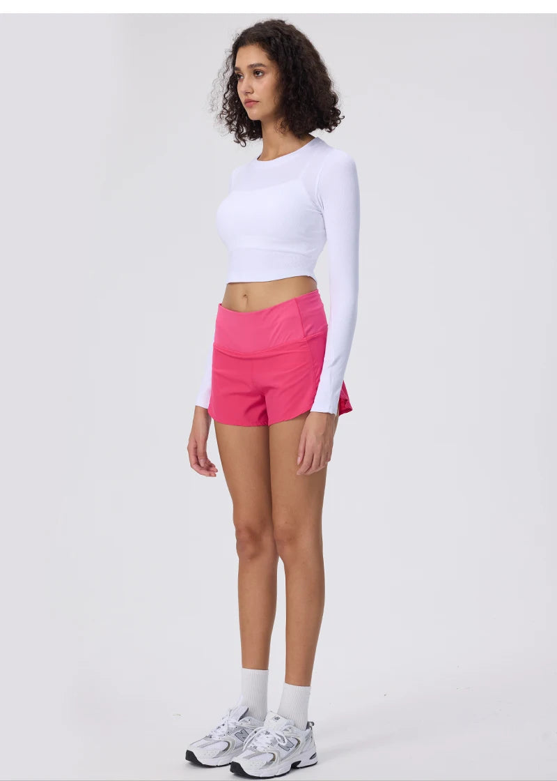 Summer Sports Yoga Wear Light-speed Dry Running Shorts Casual High-waisted Anti-walking Gym Sneakers Cycling Training Clothing
