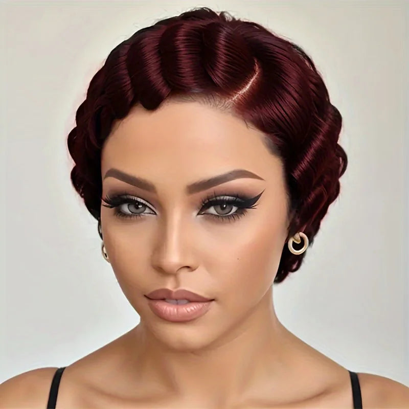 13*4 frontal lace transparent human hair wigs for women short curly human hair wigs daily use natural look