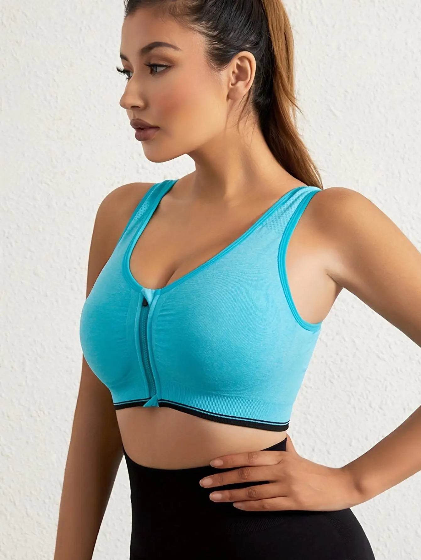 Fitness sports underwear large size front zipper sports chest breathless steel ring running vest yoga running sports underwear