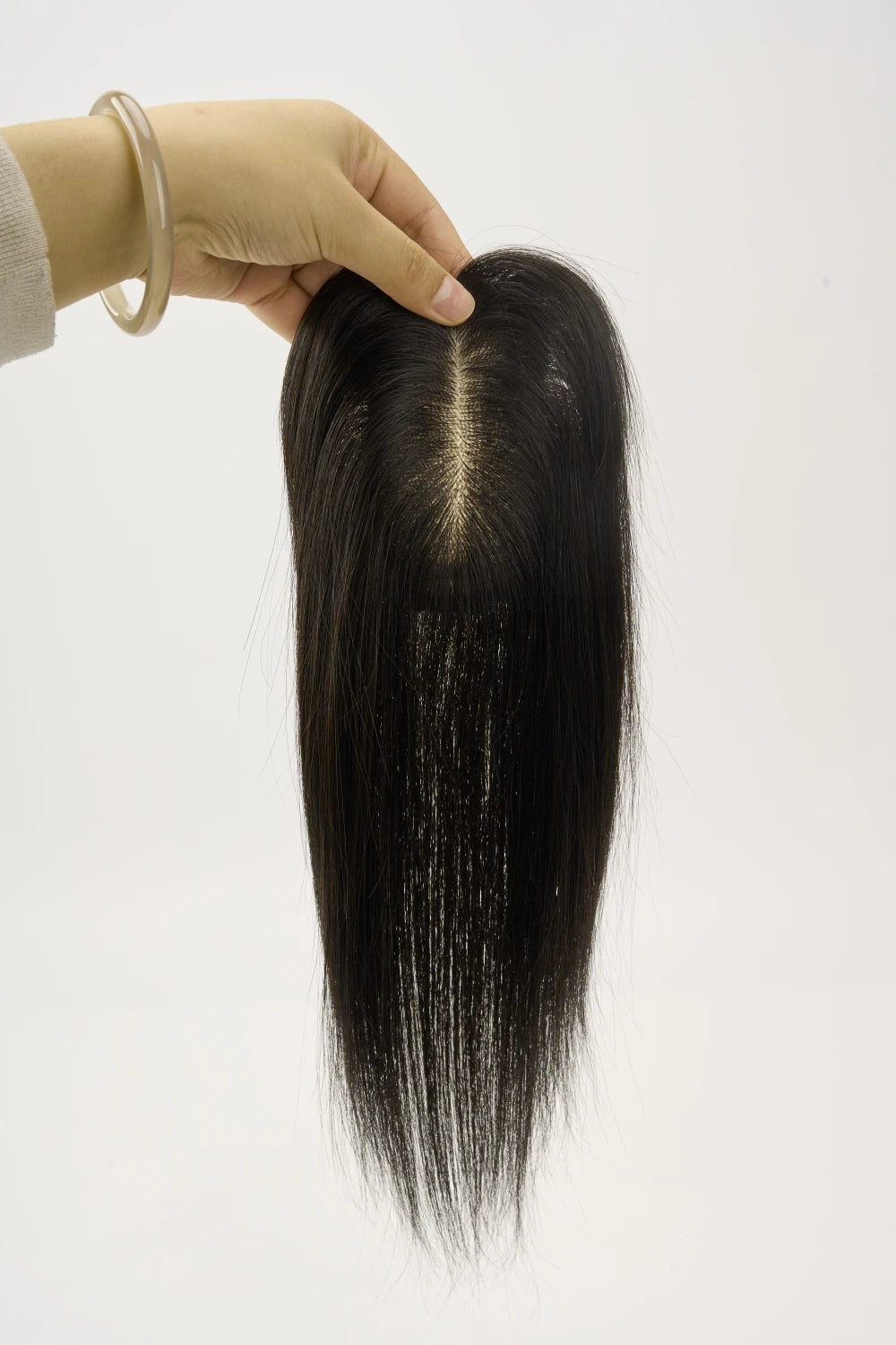 Human Hair Toppers Brown Natural Hair Wig For Women Clips In Hair Toppers 10'' Straight Hair Breathable Machine Made 7x11cm Base