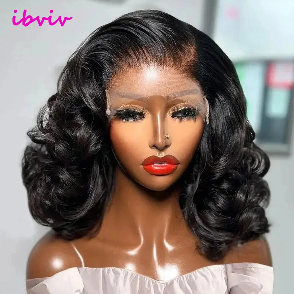 Super Double Drawn Glueless Wig 100% Human Hair Ready To Go 12inch Loose Deep 250% High Density 13x4 Transparent Lace Front Wigs