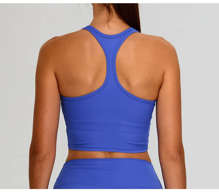 Sports Bra Top Push Up Fitness Underwear Women Yoga Bra Ribbed Sport Tops Women Breathable Running Vest High Strength Gym Wear