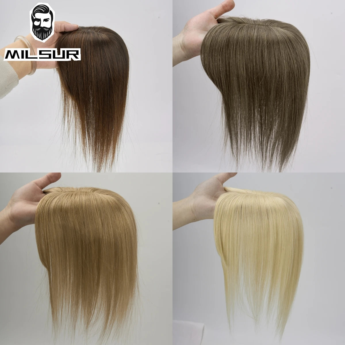 Human Hair Toppers Brown Natural Hair Wig For Women Clips In Hair Toppers 10'' Straight Hair Breathable Machine Made 7x11cm Base