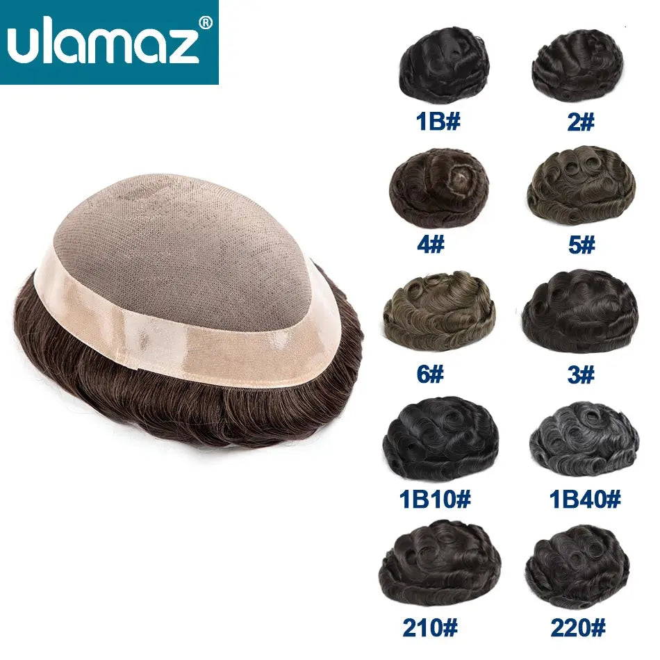 Natural Men's Wig Mono Toupee Human Hair Capillary Male Hair Prosthesis Hair System For Man Double Knots Hairpiece Wigs For Men
