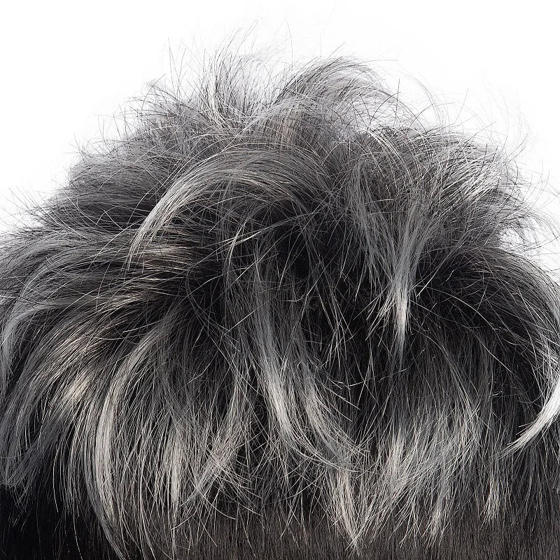 Men's Synthetic Wig Gray Mixed Black Short Hair Man Cosplay Hairstyle Toupee Good Gifts for Male Replacement Wigs