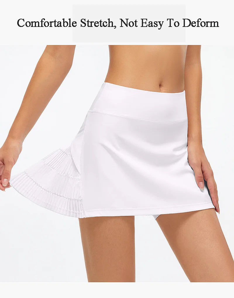 Women Sports Tennis Skirts Fitness Running Shorts High Waist Athletic Skirt With Pockets Pleated Sport Skort Golf Sportswear