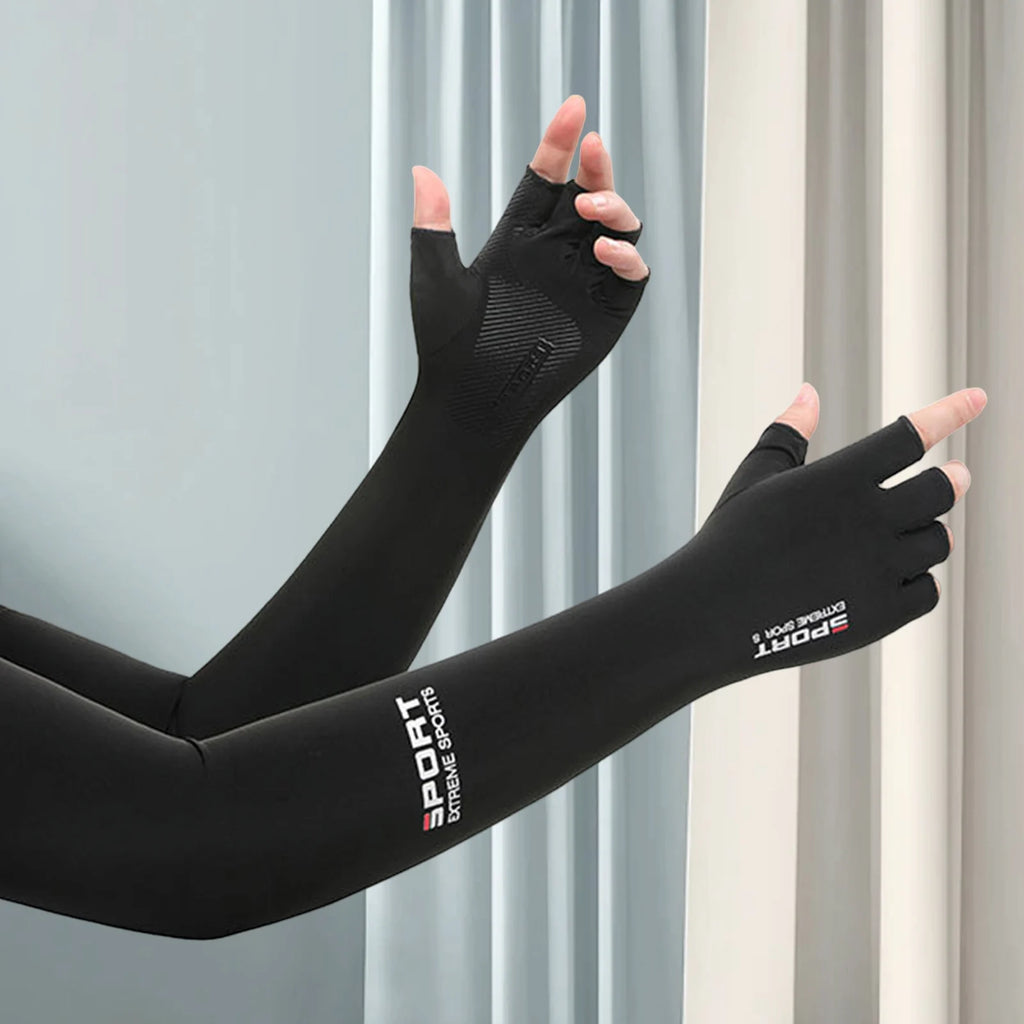 Sport Arm Sleeves UV Sun Protections Arm Sleeves Ice Silk Breathable Moisture-Wicking Sleeves for Women Men Outdoor Sports