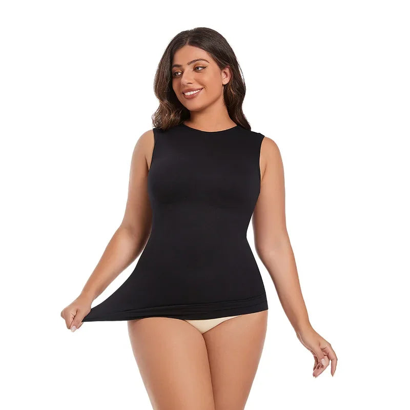 Guudia Shapewear Tanks Women Seamless Tanks Sleeveless Compression Tanks Round Neck Tnak Top Stretchy Camisole Spandex Elastic