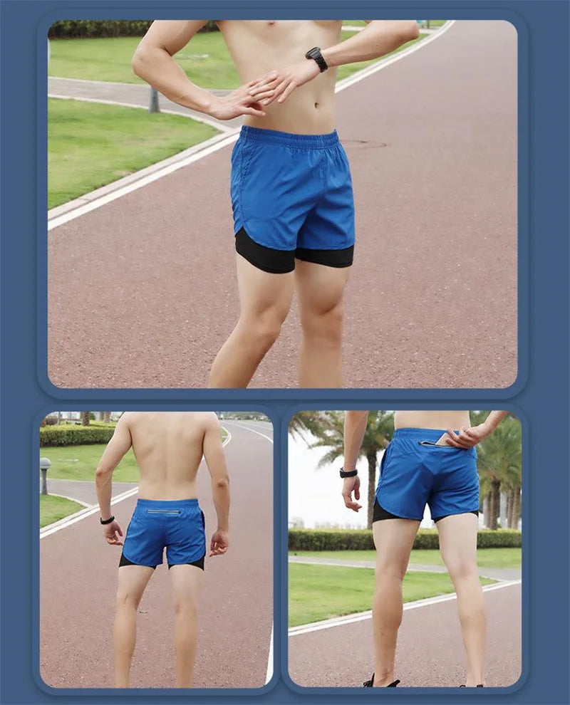 2025 Sport Shorts Men Sportswear Double-deck Training Short Pant Summer 2 In 1 Beach Homme Clothing Jogging Gym Running Shorts