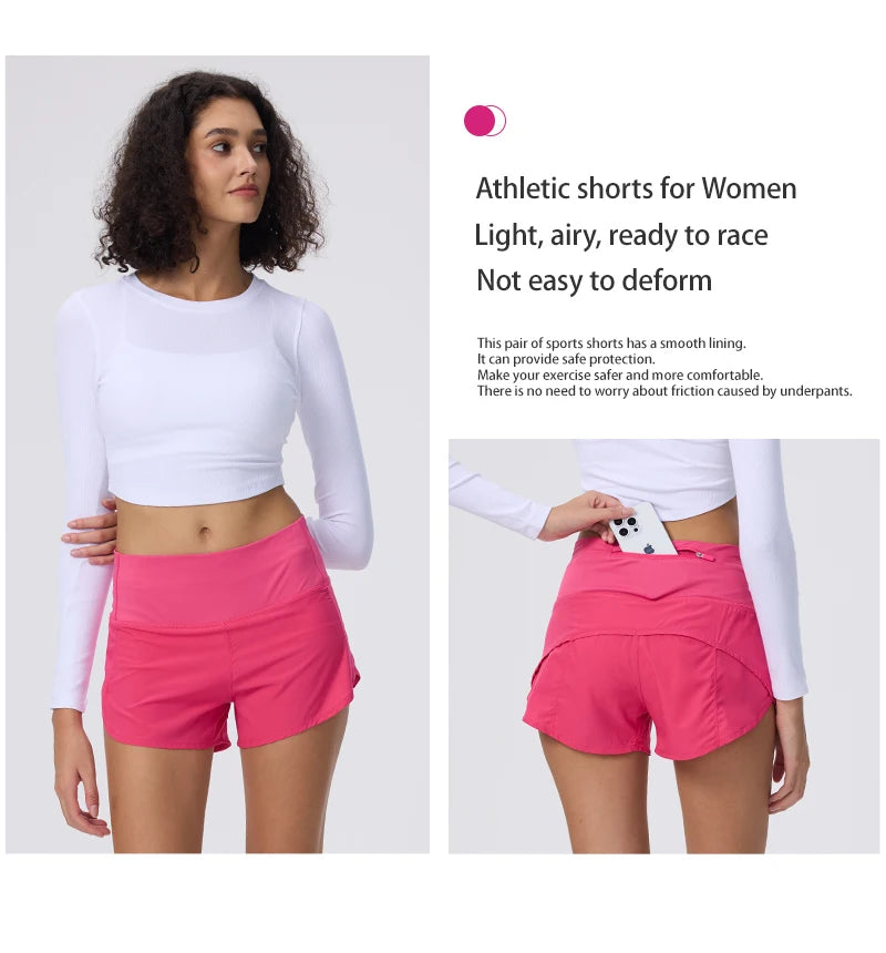 Summer Sports Yoga Wear Light-speed Dry Running Shorts Casual High-waisted Anti-walking Gym Sneakers Cycling Training Clothing
